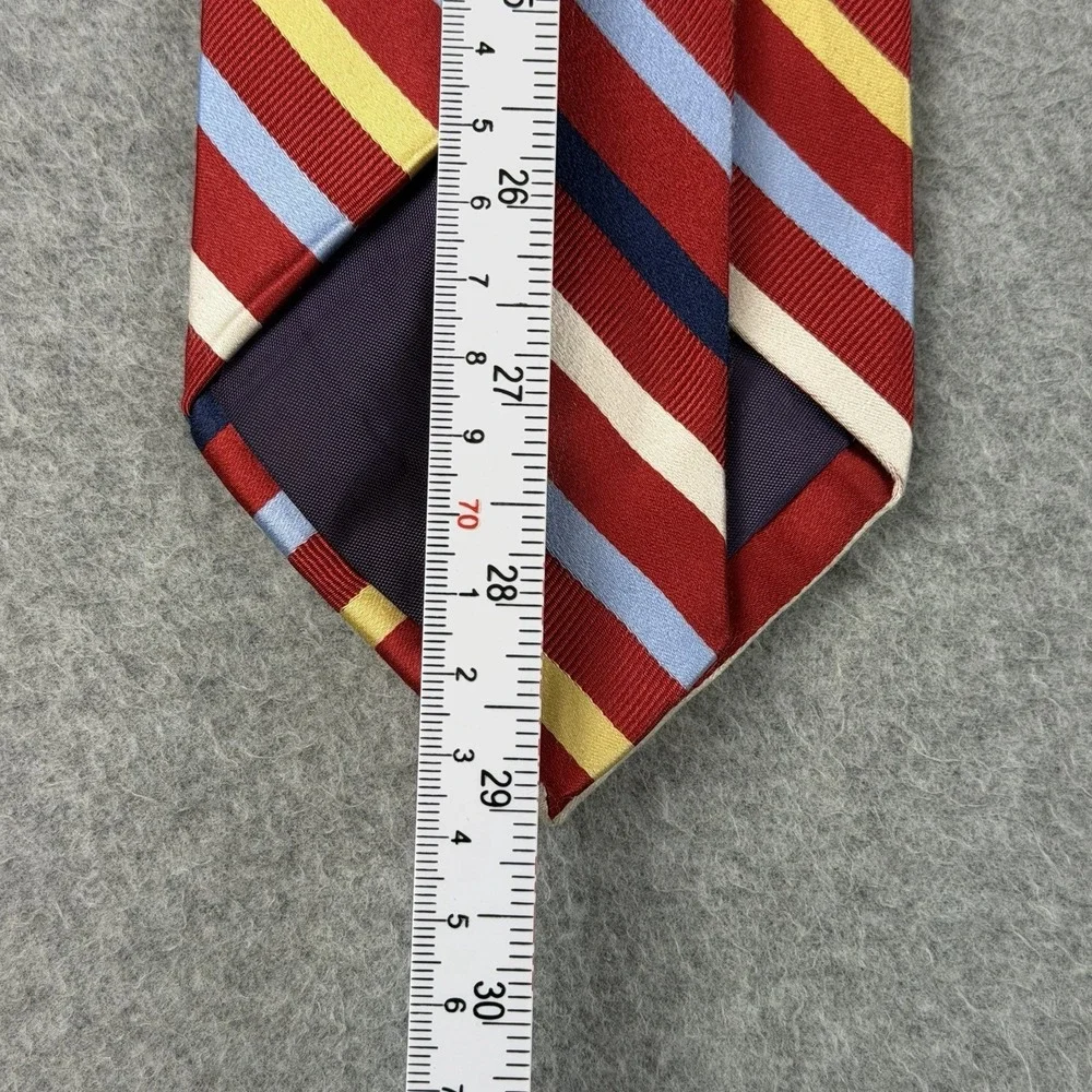 Vintage IZOD 100% Silk Red Blue Stripe Necktie Classic Preppy Tie 58x3.75